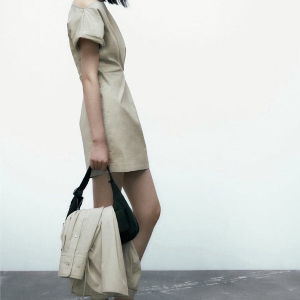 Zara PLEATED ASYMMETRIC DRESS ZISE L - Picture 7 of 7